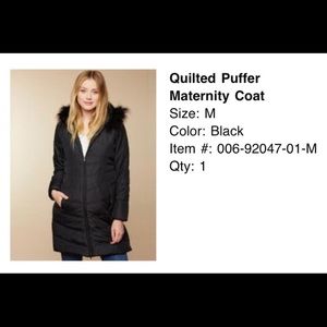 Motherhood Maternity Black Quilted Puffer Coat